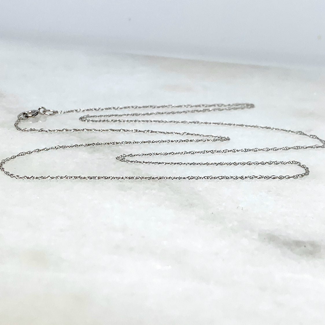 10K White Gold 18 Chain Light Rope Necklace .35g - New