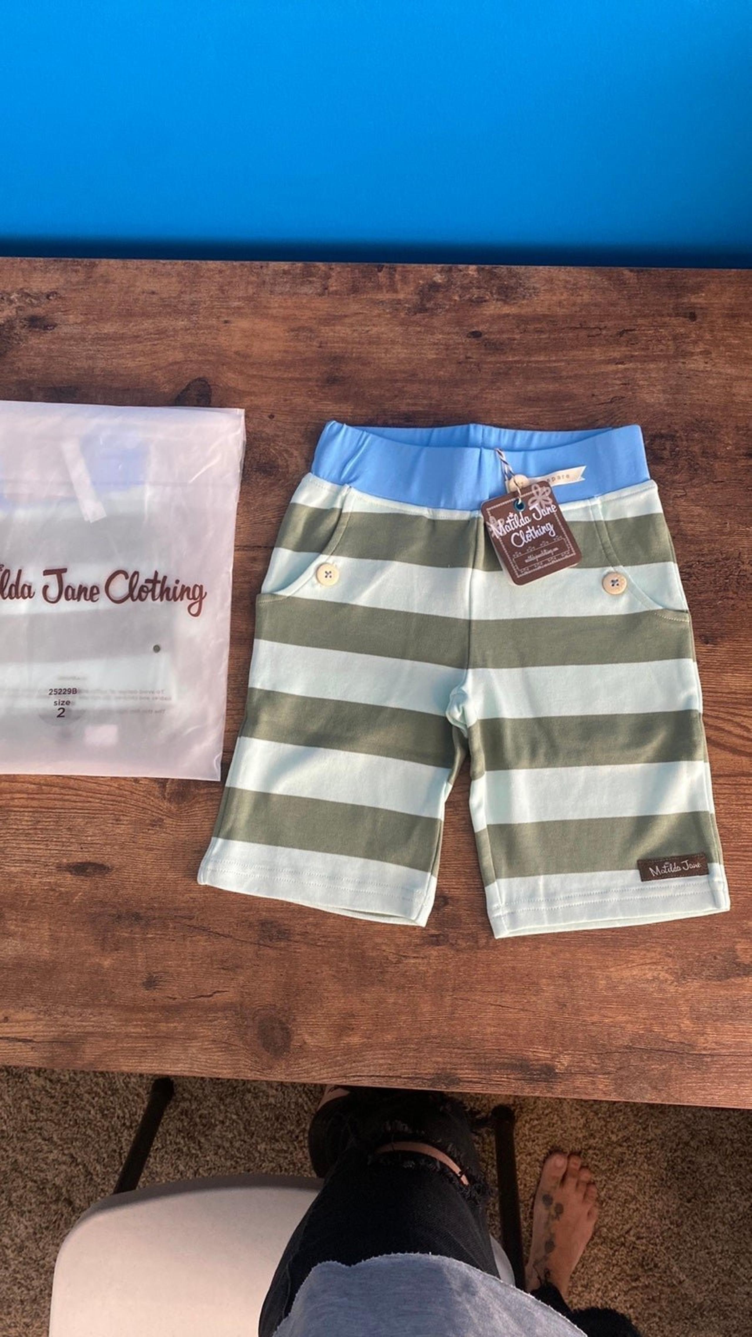 NWT MATILDA JANE CLOTHING BOYS SHORTS SIZE 2 COTTON GREEN AND BLUE NEW TODDLER