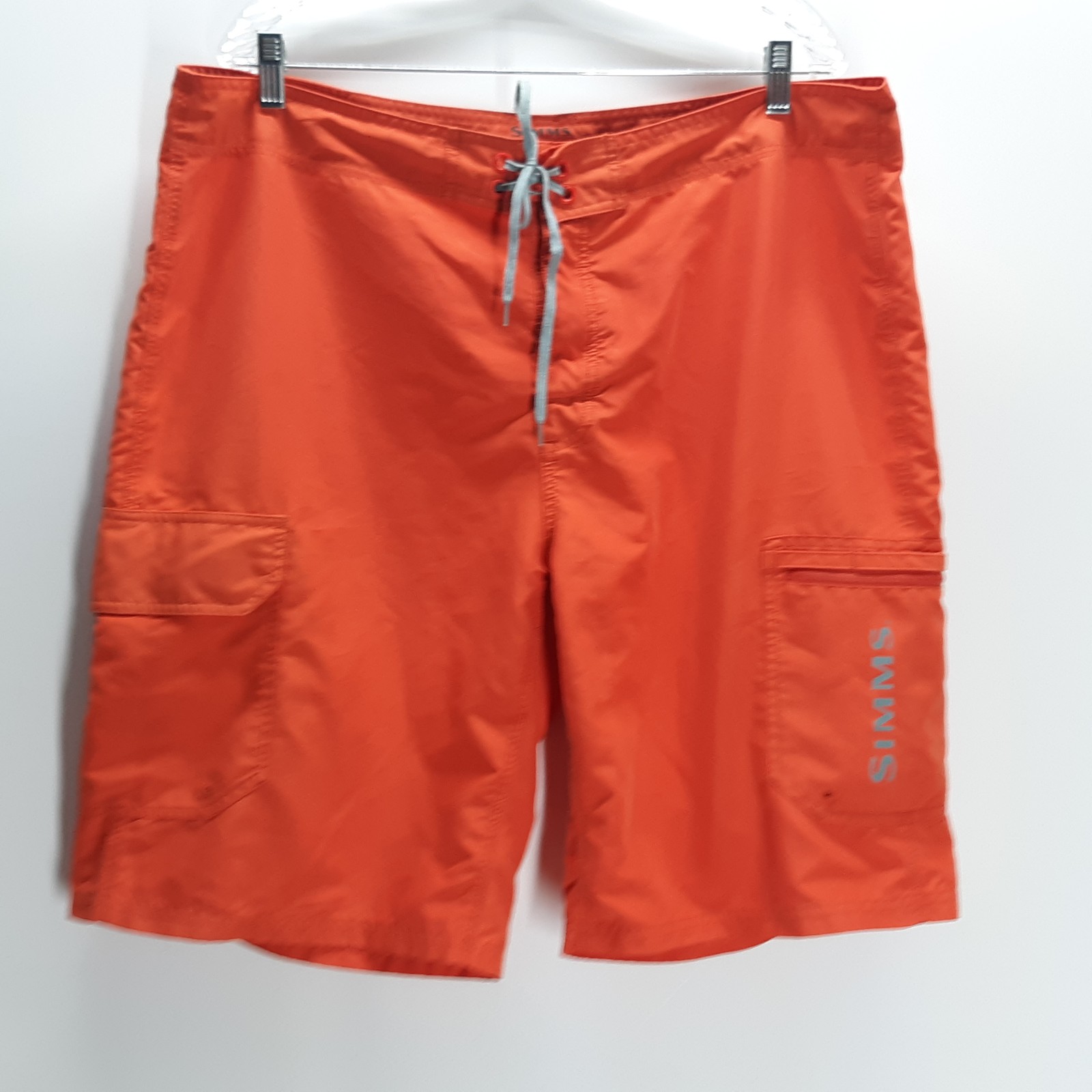 Simms Mens Size 38 Board Shorts Orange Solarflex Fishing Beach Swim Surf