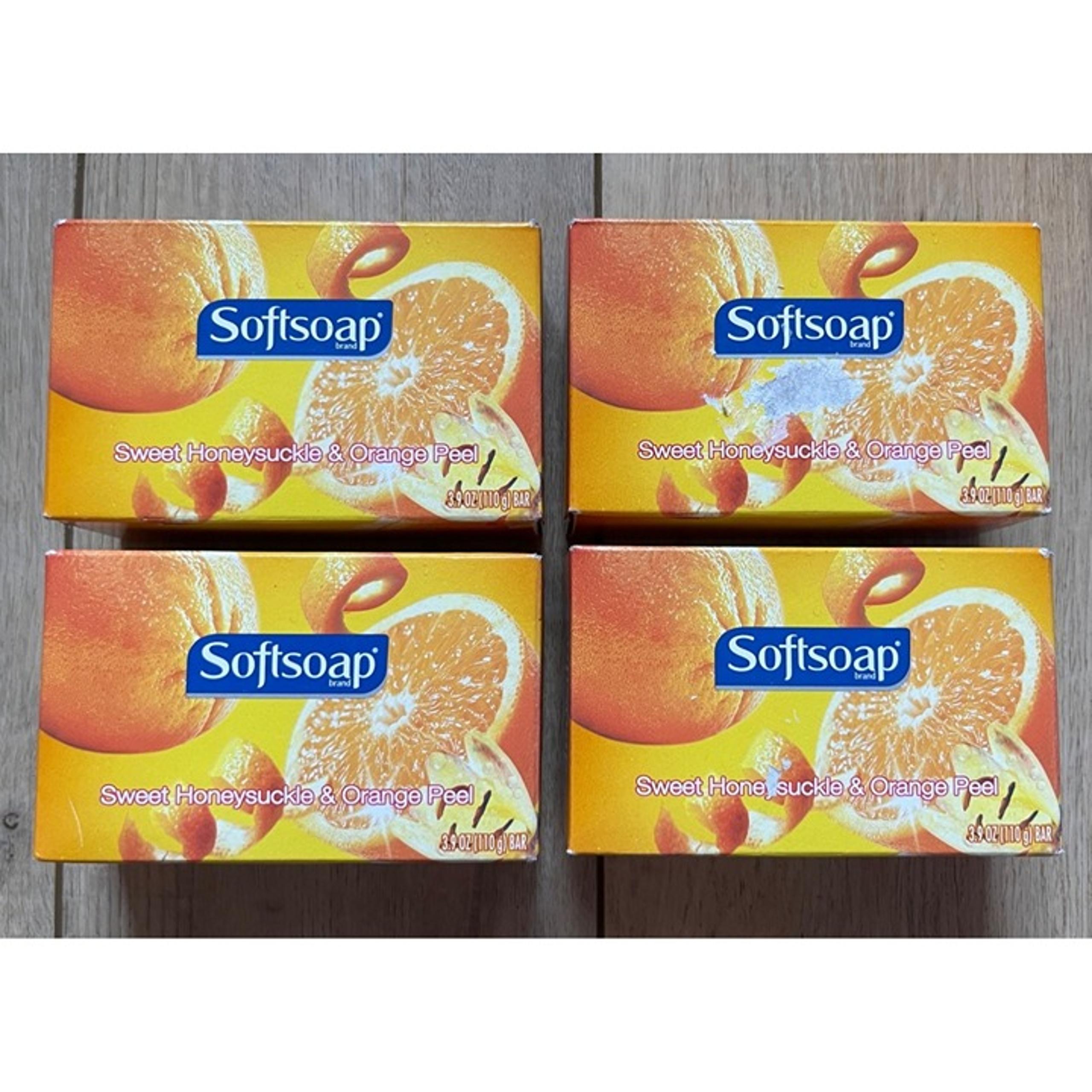 Lot of 4 Softsoap Sweet Honeysuckle & Orange Peel 3.9oz Bar Soap NEW Unopened