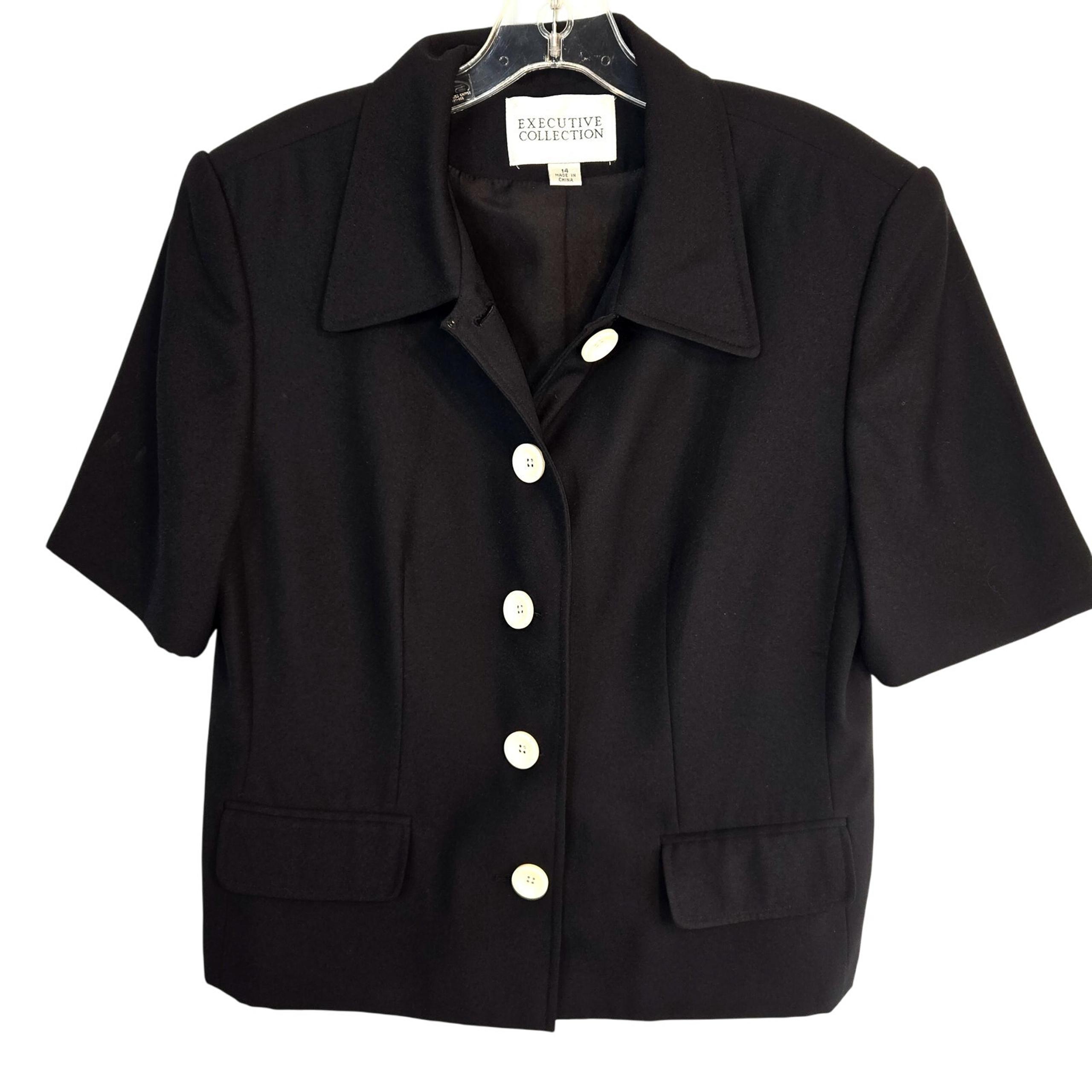 Executive Collection 14 Women Blazer Black Suit Coat Misses Size Large L Jacket