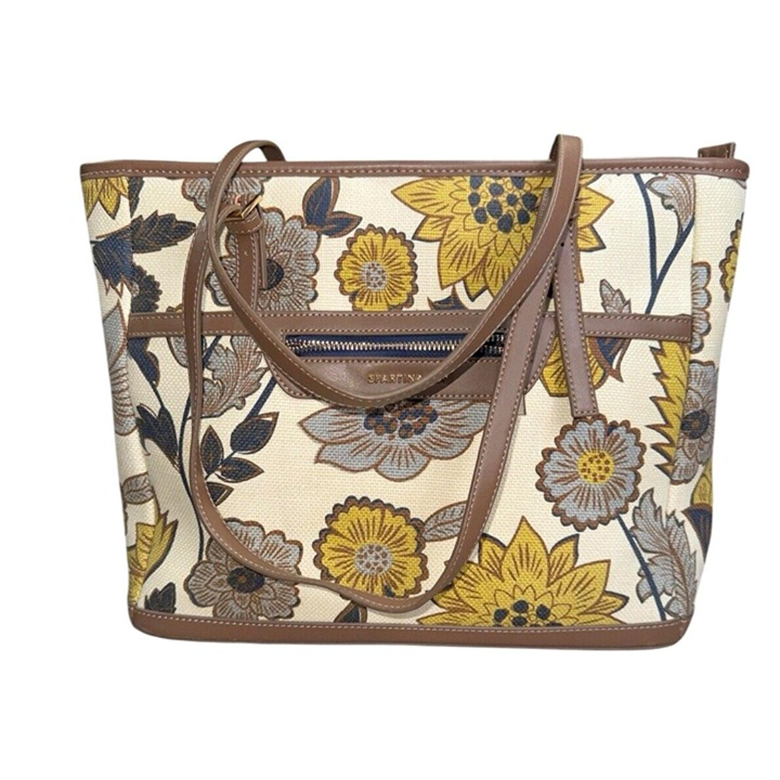 Sparrtina 449 Daufuskie Island Leather Purse Shoulder Bag Floral Yellow Brown