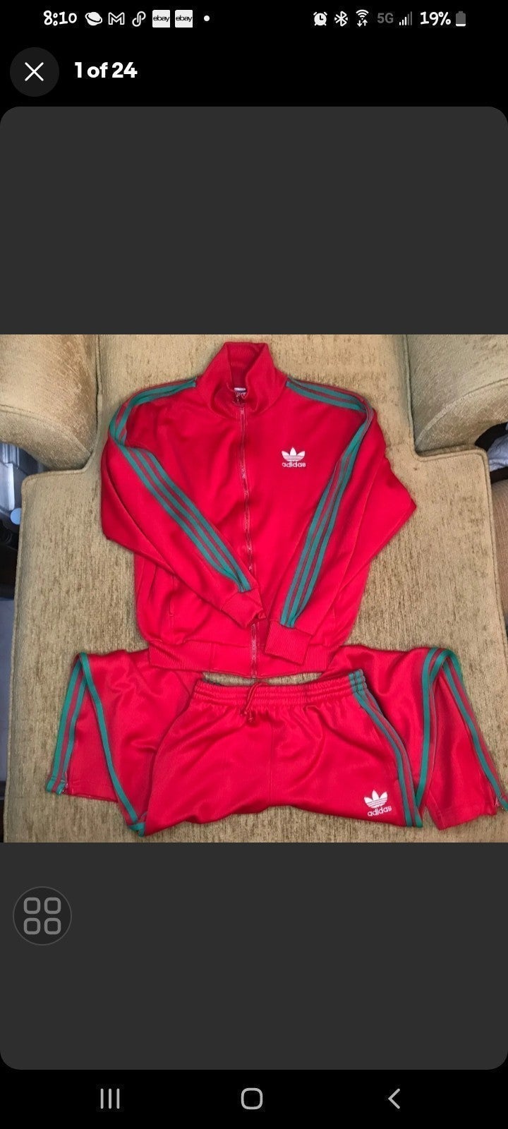 Rare! Red/Green stripes Y2K Adidas Mens Track Suit