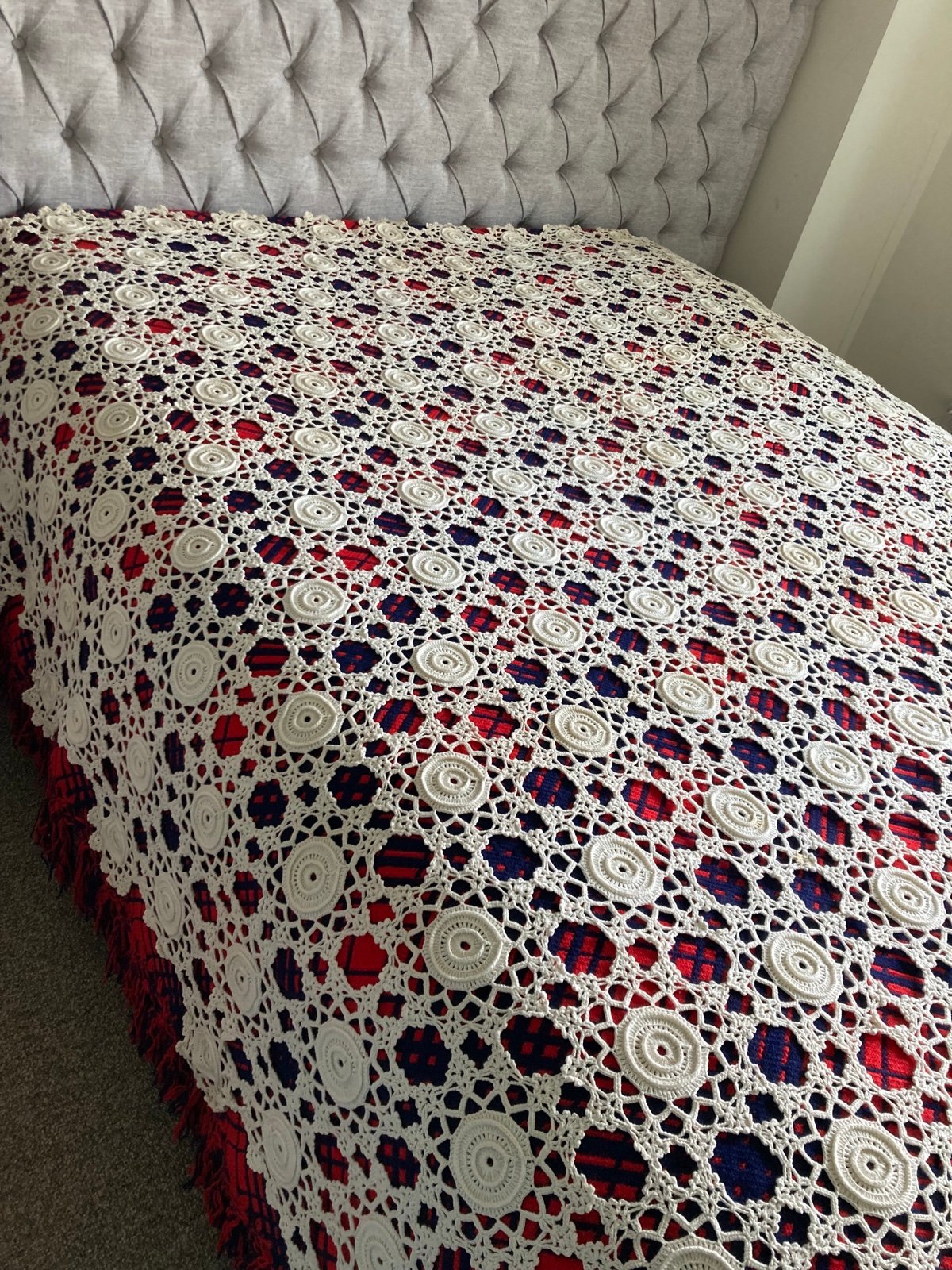 Queen Hand Crocheted Bed Coverlet