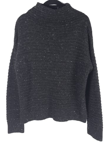 Madewell WOOL Blend Mock neck Sweater Rib Knit Marled Speckled BlackWhite MEDIUM
