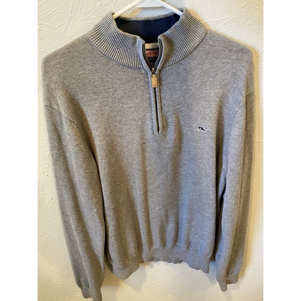 Vineyard Vines by Shep & Ian 1/4 Zip Sweater Size Medium Gray 100% Cotton Men M