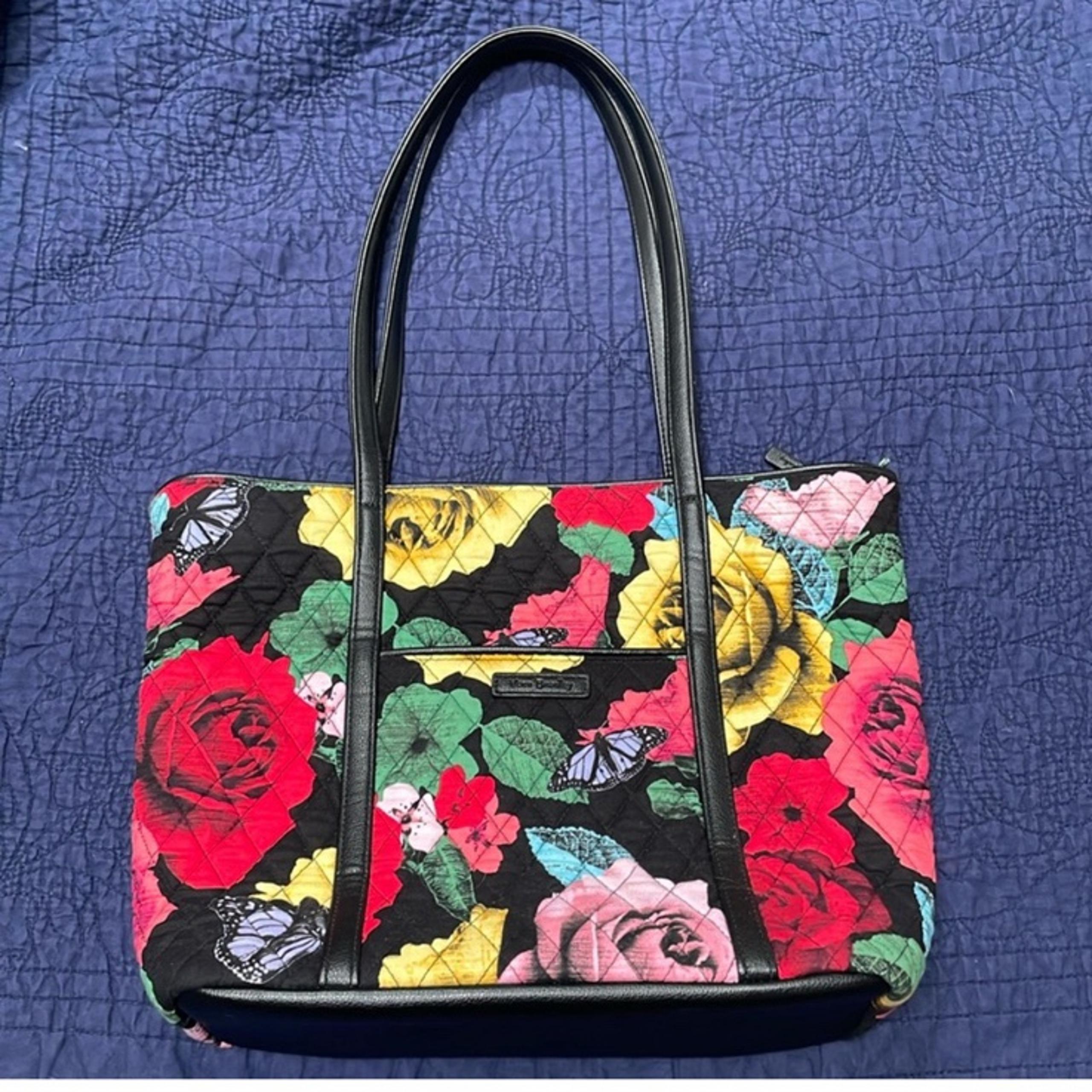 Vera Bradley Butterfly and Floral Quilted Tote Bag