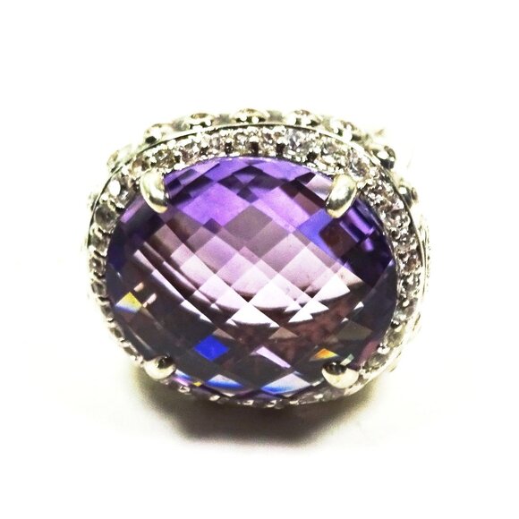 JOHN HARDY Bamboo Collection Amethyst Sapphire Dome Cocktail Ring Size 7