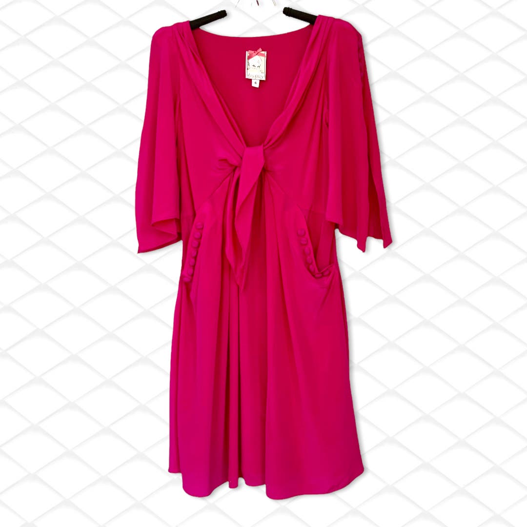 Vintage Yoana Baraschi Silk Fuschia Dress Size 4