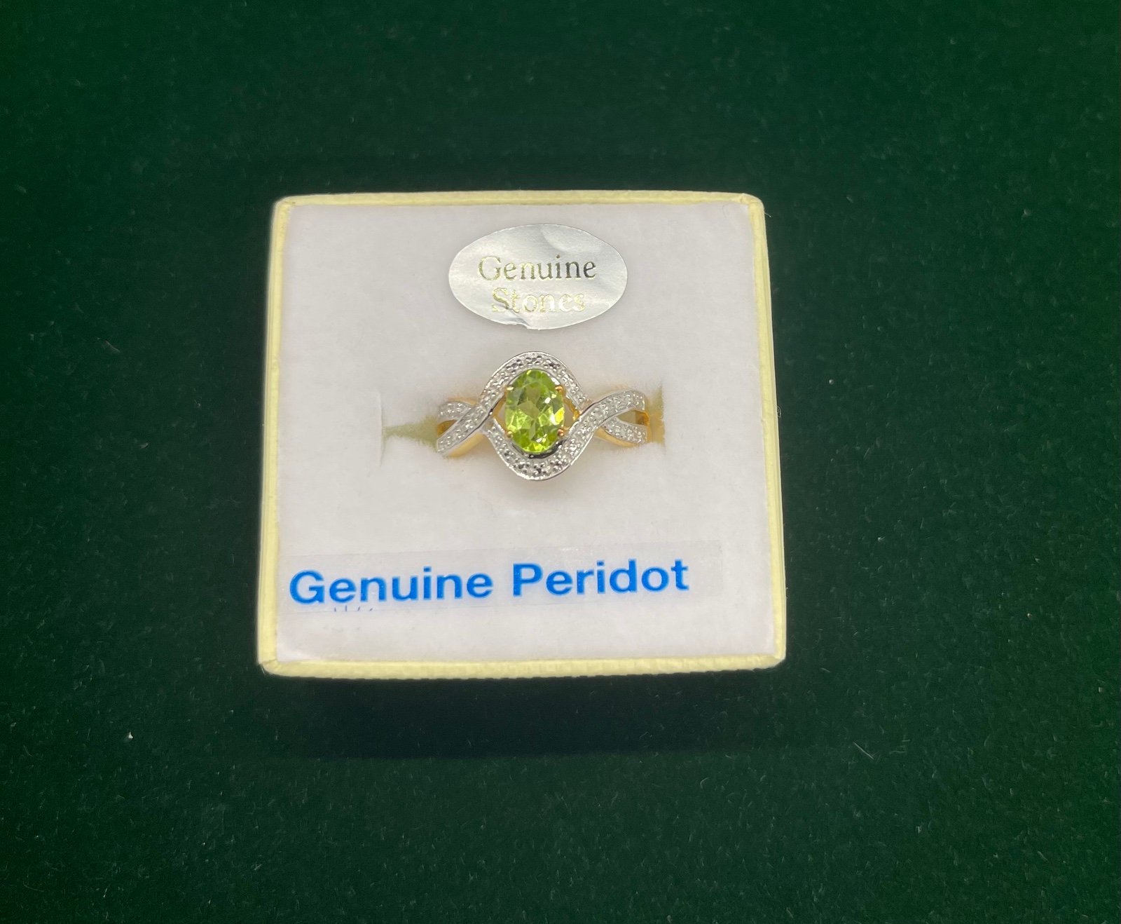 New Authentic Genuine Peridot Silver Ring with Appraisal Report