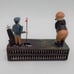 Vintage Golf Theme Cast Iron Coin Mechanical Bank Golfer Putting Caddy