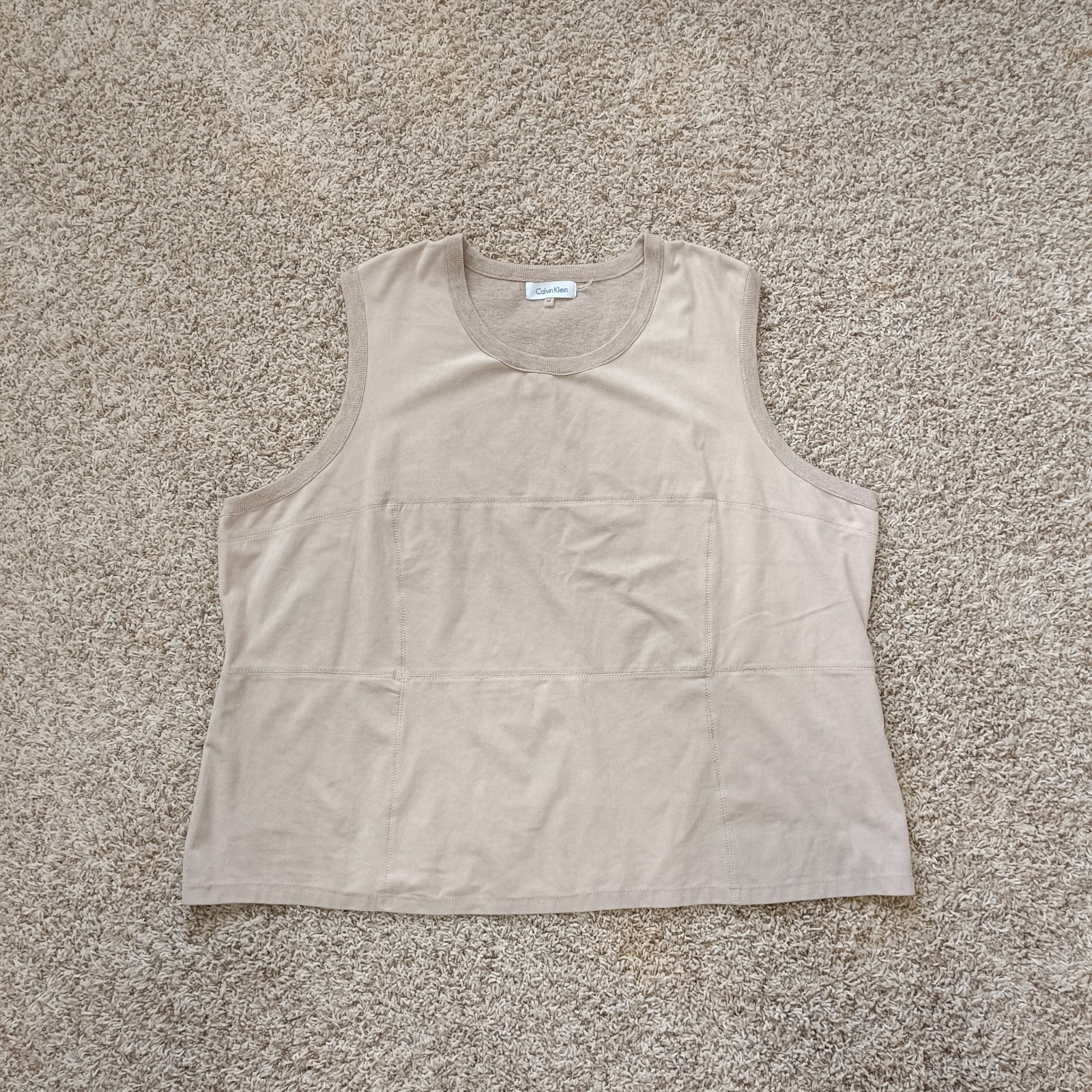 Calvin Klein 3x suede/ knit  sand v neck vest
