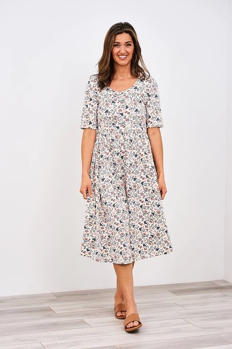 Latched Mama Classic Cotton Nursing Maternity Dress - Wonderland Floral