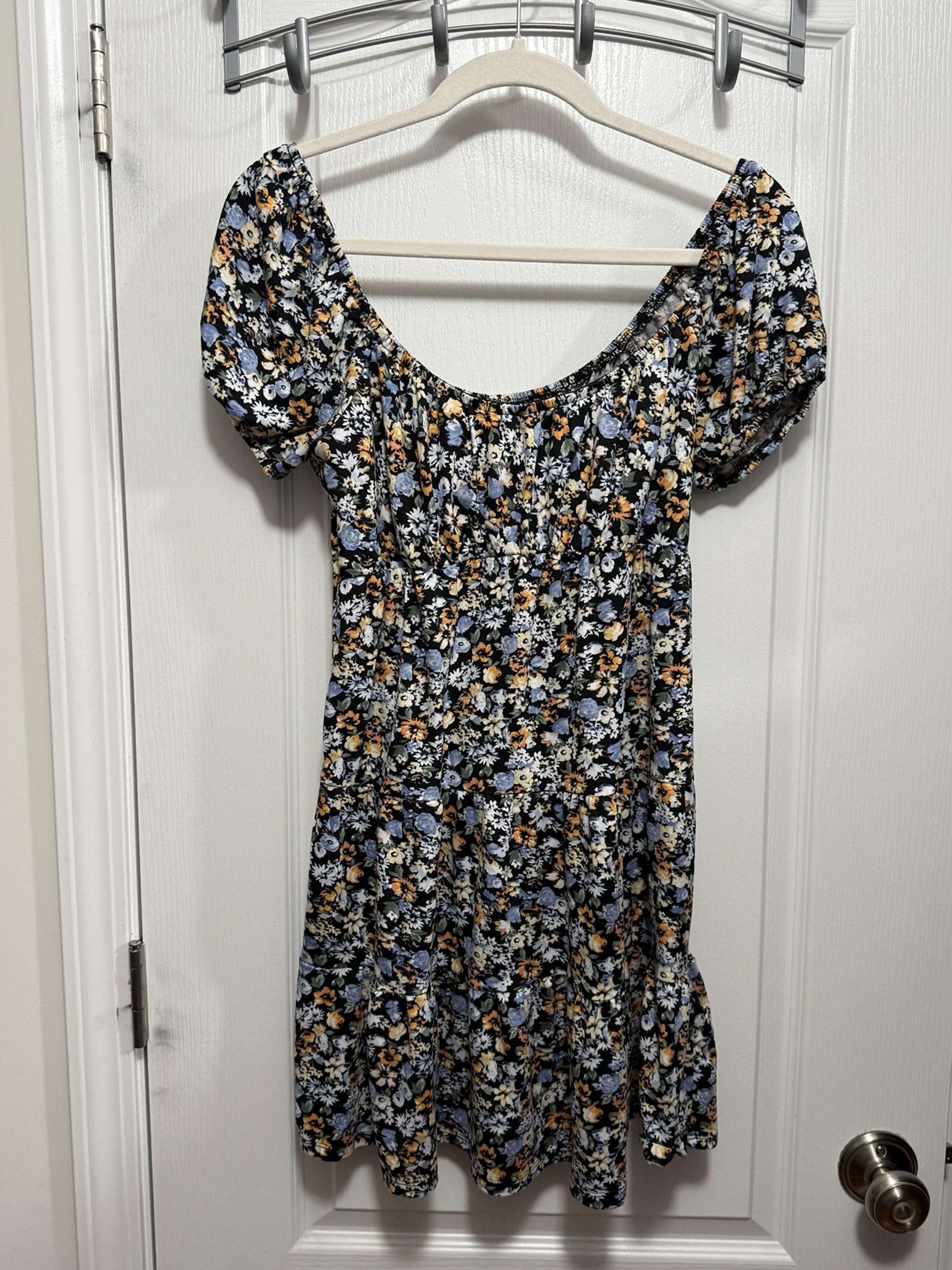 Hollister Ditsy Floral Mini Dress Babydoll Puff Sleeve Women’s S Cottagecore