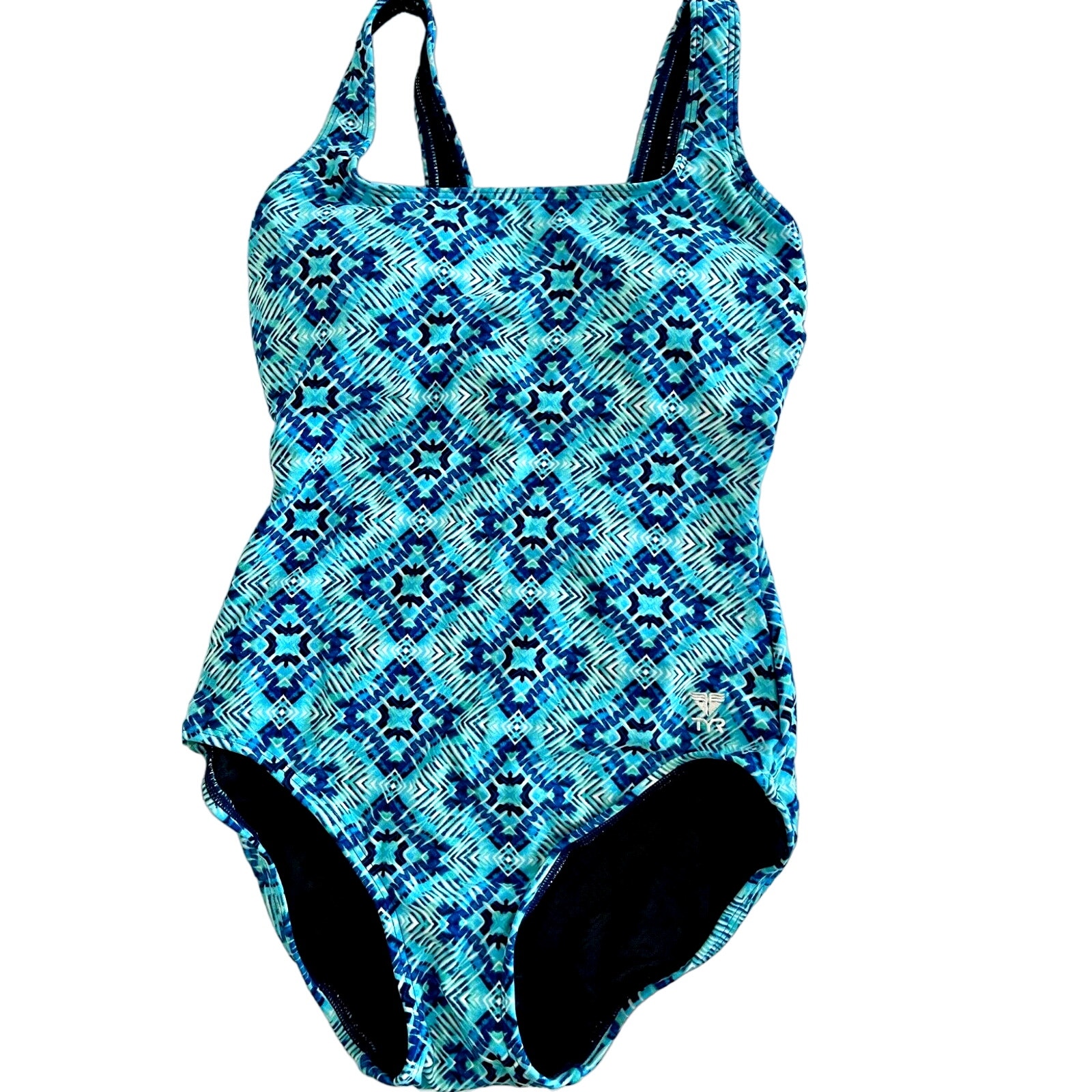 TYR DuraFast Elite DIAMOND VALLEY Aqua ControlFit 1pc Swimsuit Blue Sz 8 - 80
