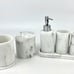New Bathroom Accessories Set 6 Pcs - White Marble Design Toothbrush Holder