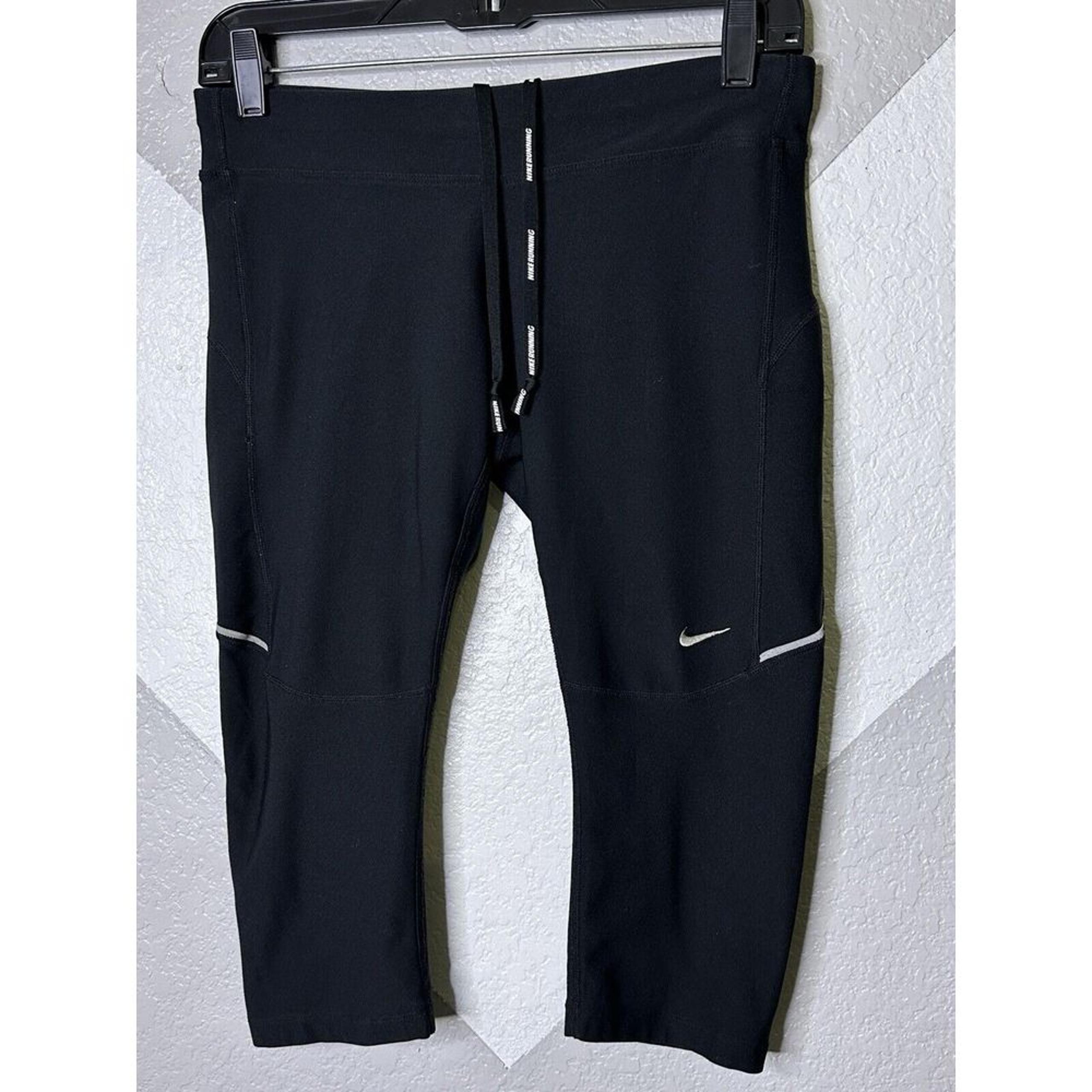 Nike Stay Warm Running Capri Tights Black Color Women's Size Medium 519841-010
