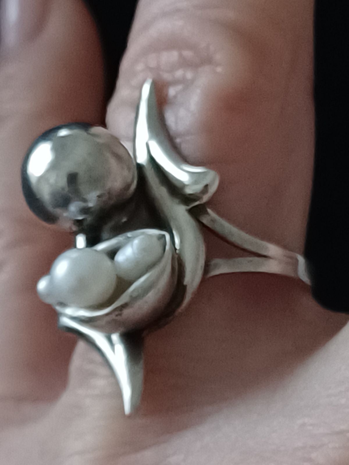 Mexico signed sterling genuine pearls ring- sz7