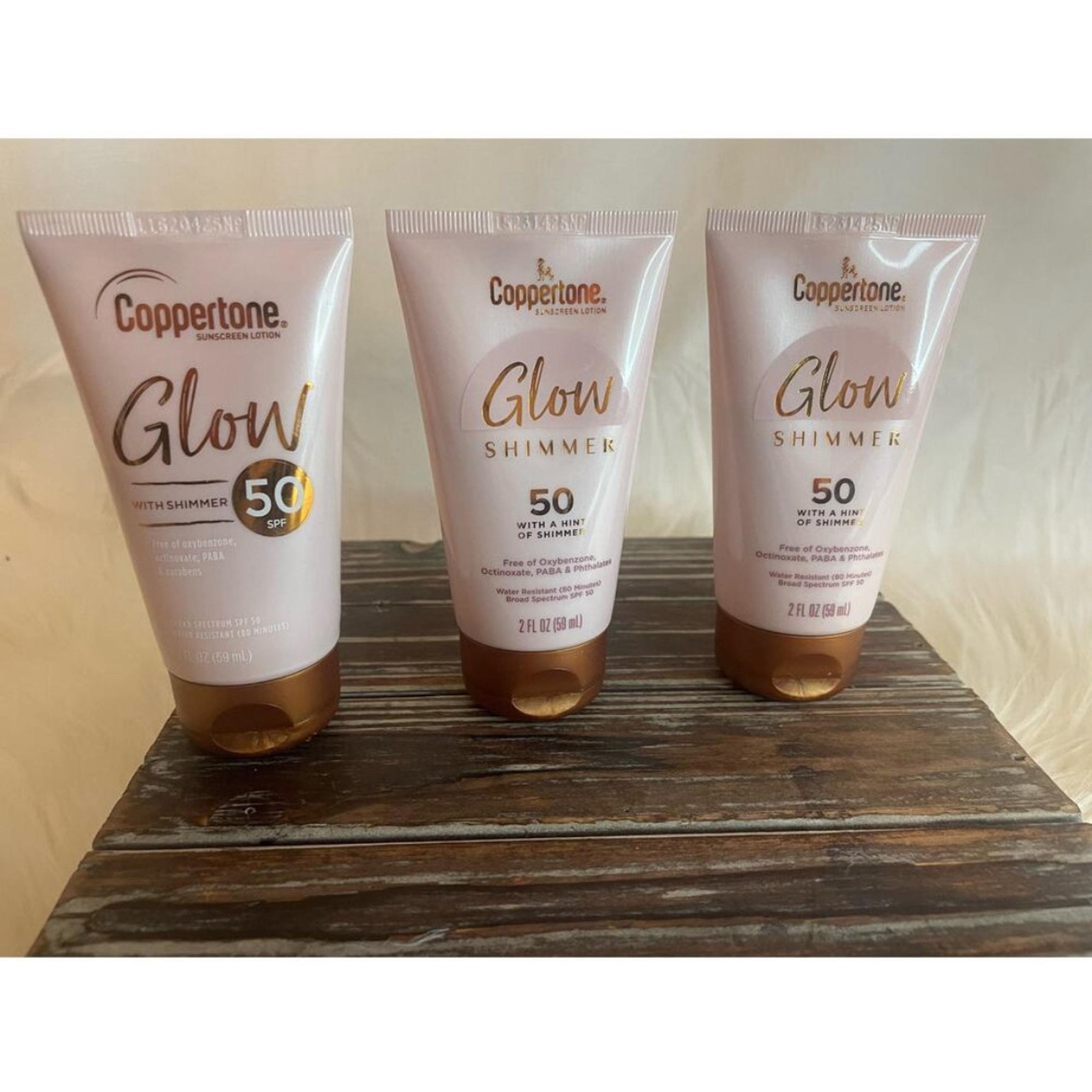 NEW Coppertone Glow with Shimmer 50 SPF Sunscreen Lotion-LOT of 3