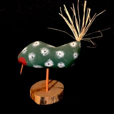 Navajo Folk art handmade wood green spotted chicken