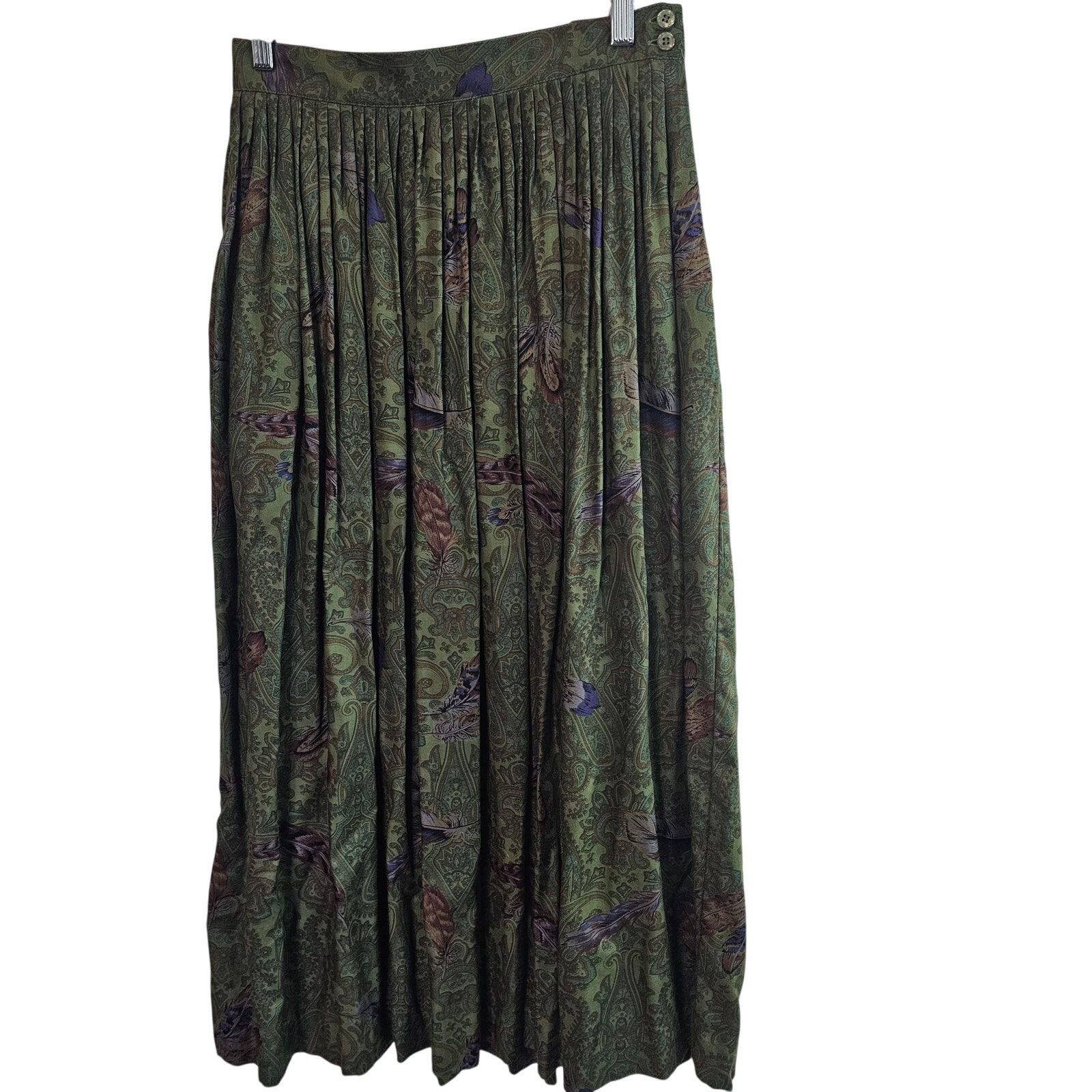 Vintage Herman Geist Floral Skirt Womens Small Green 80s Preppy Cottage Fairy