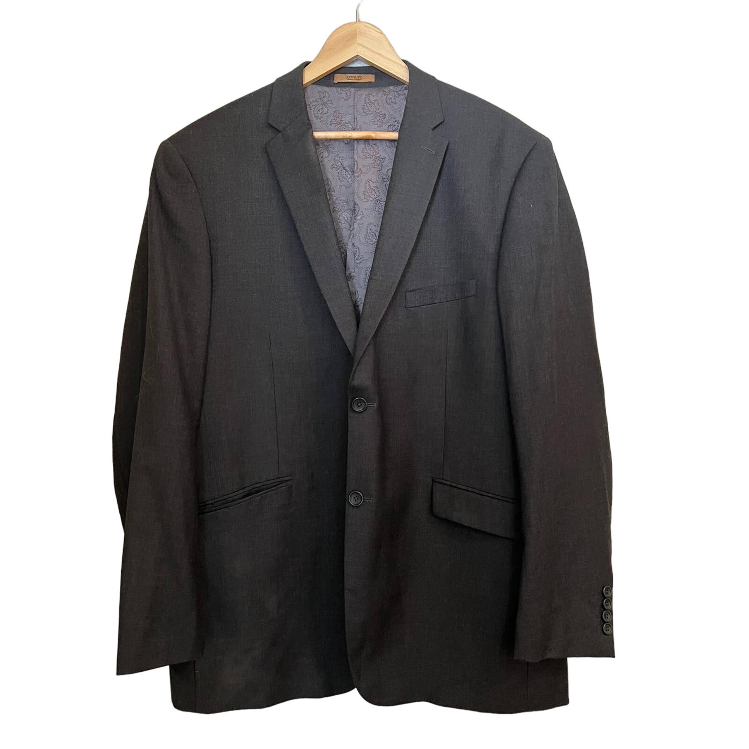 Adolfo Men's Wool Cashmere Gray Suit Jacket Size 44L