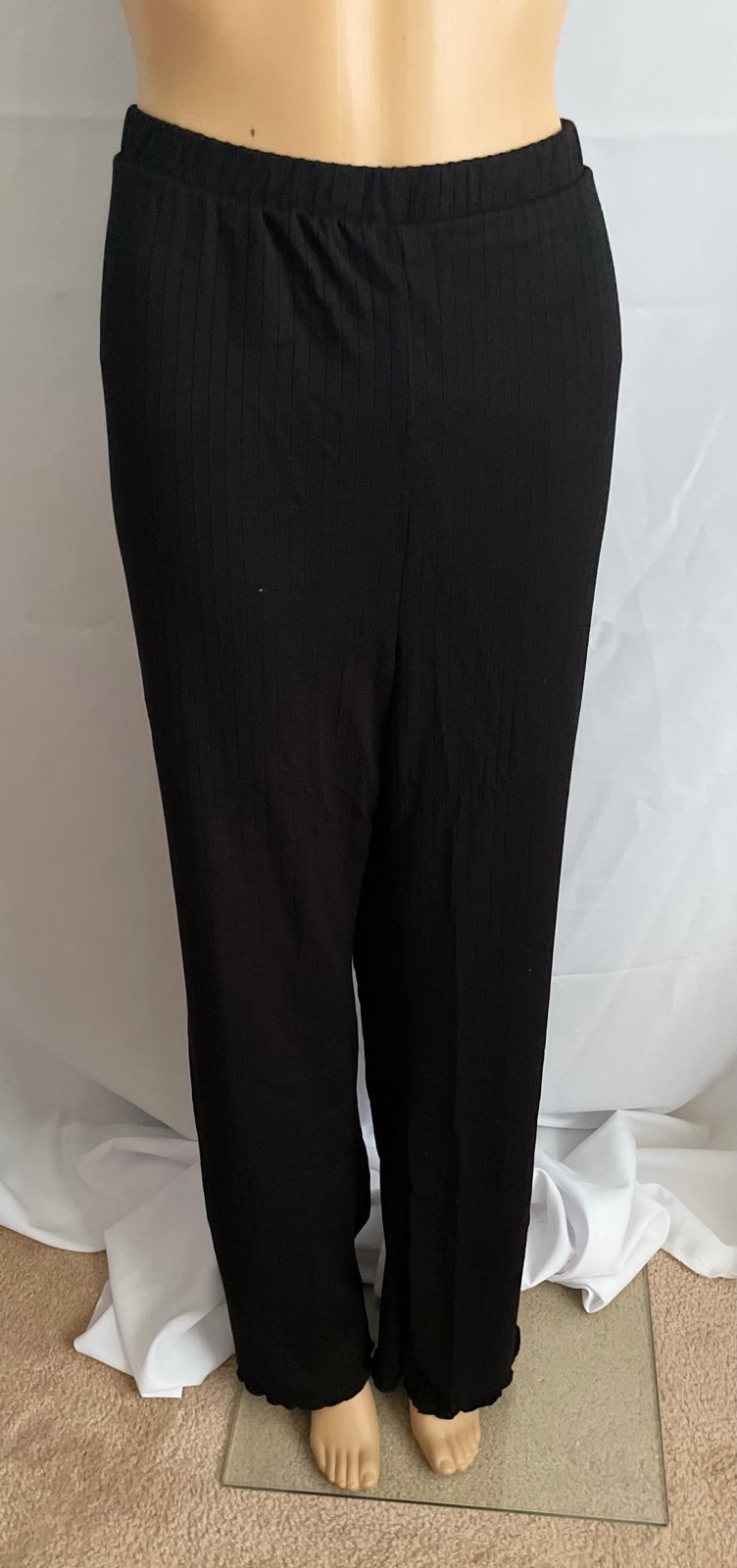 Ribbed Wide Leg Pull-On Pants