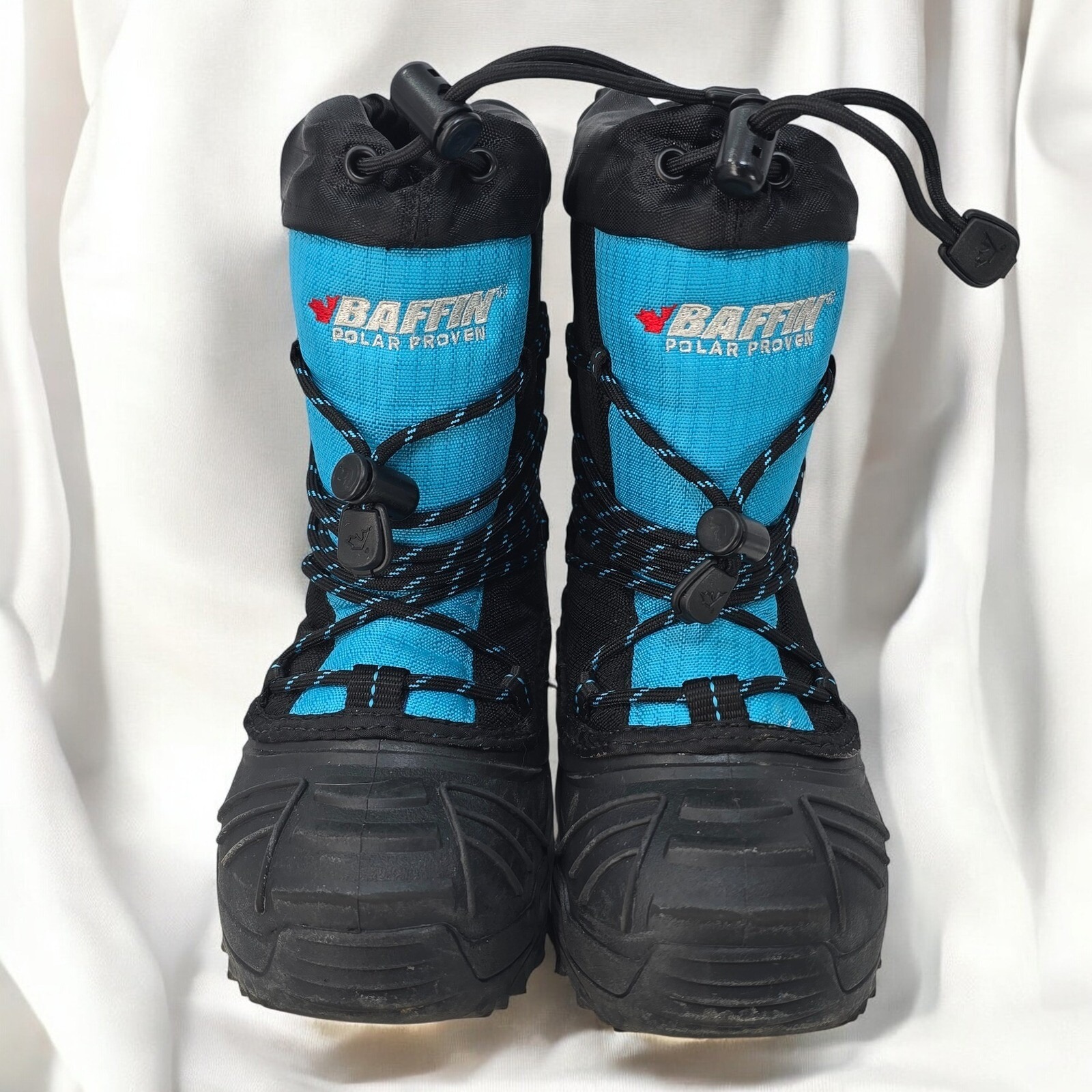Baffin Young Snogoose Youth Size 12 Winter Snow Boots Waterproof Blue Black