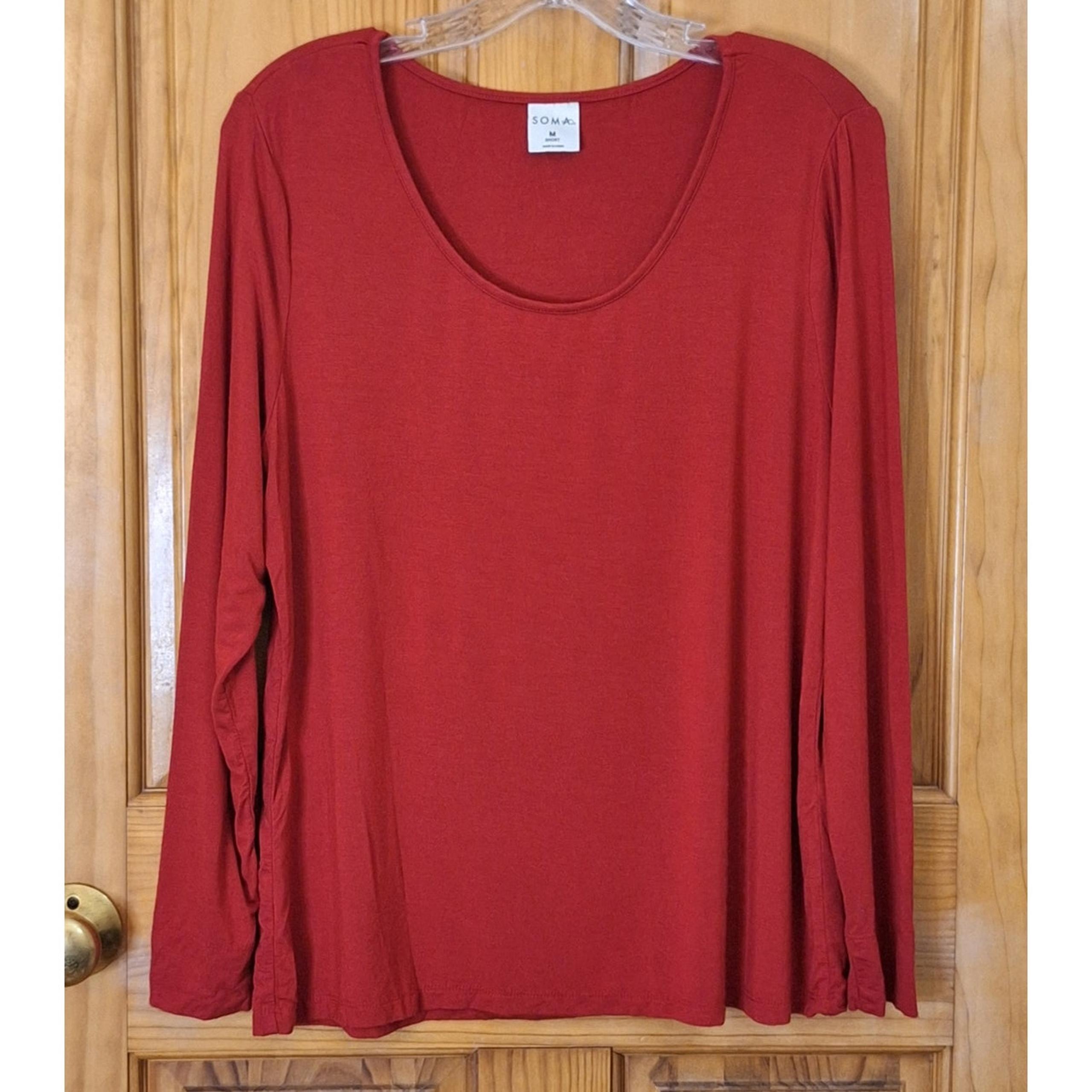 Soma Shirt Women's Medium Short Red Loungewear Intimates Comfy Pajamas Sleepwear
