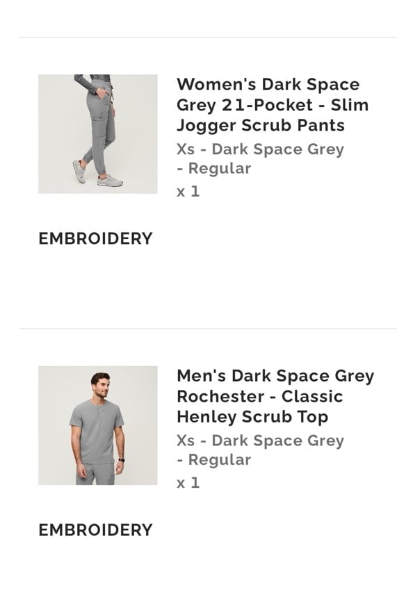 Figs Dark Space Gray scrub set XS