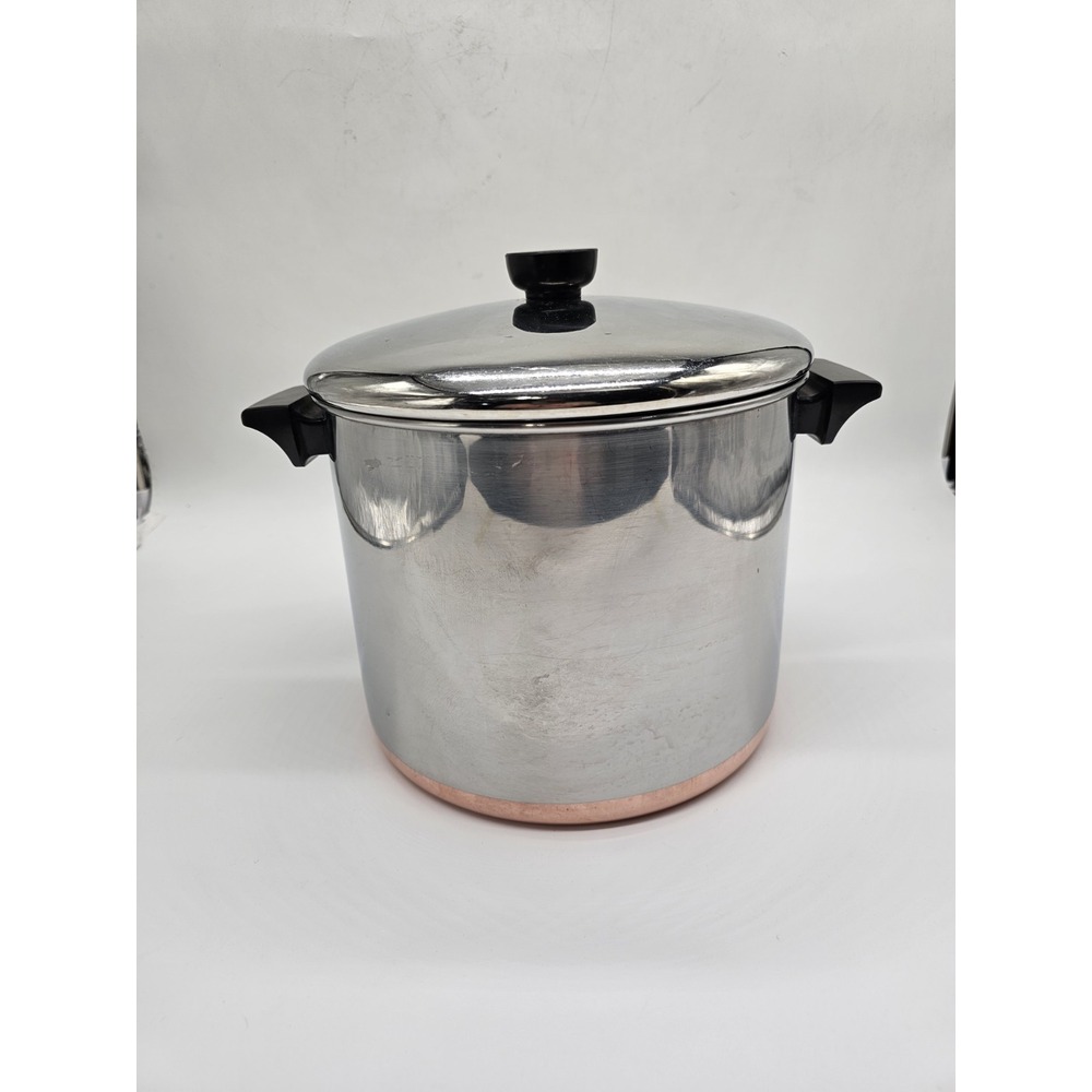 Revere Ware 1801 8Qt Stock Pot W/Lid Stainless Steel Copper Bottom Clinton