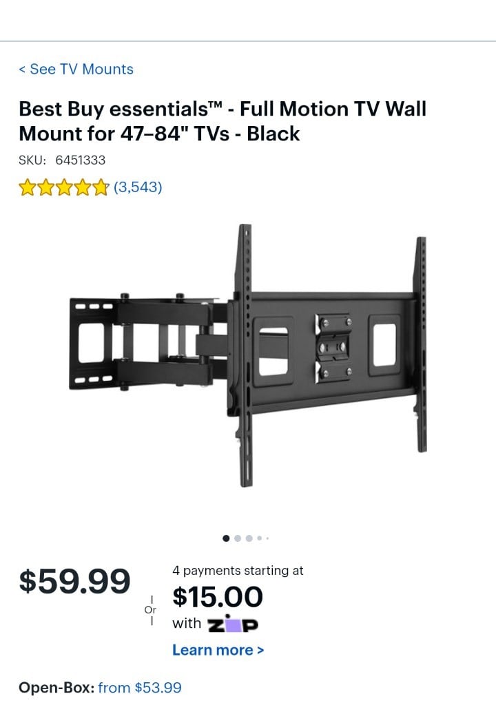 Full motion tv wall mount