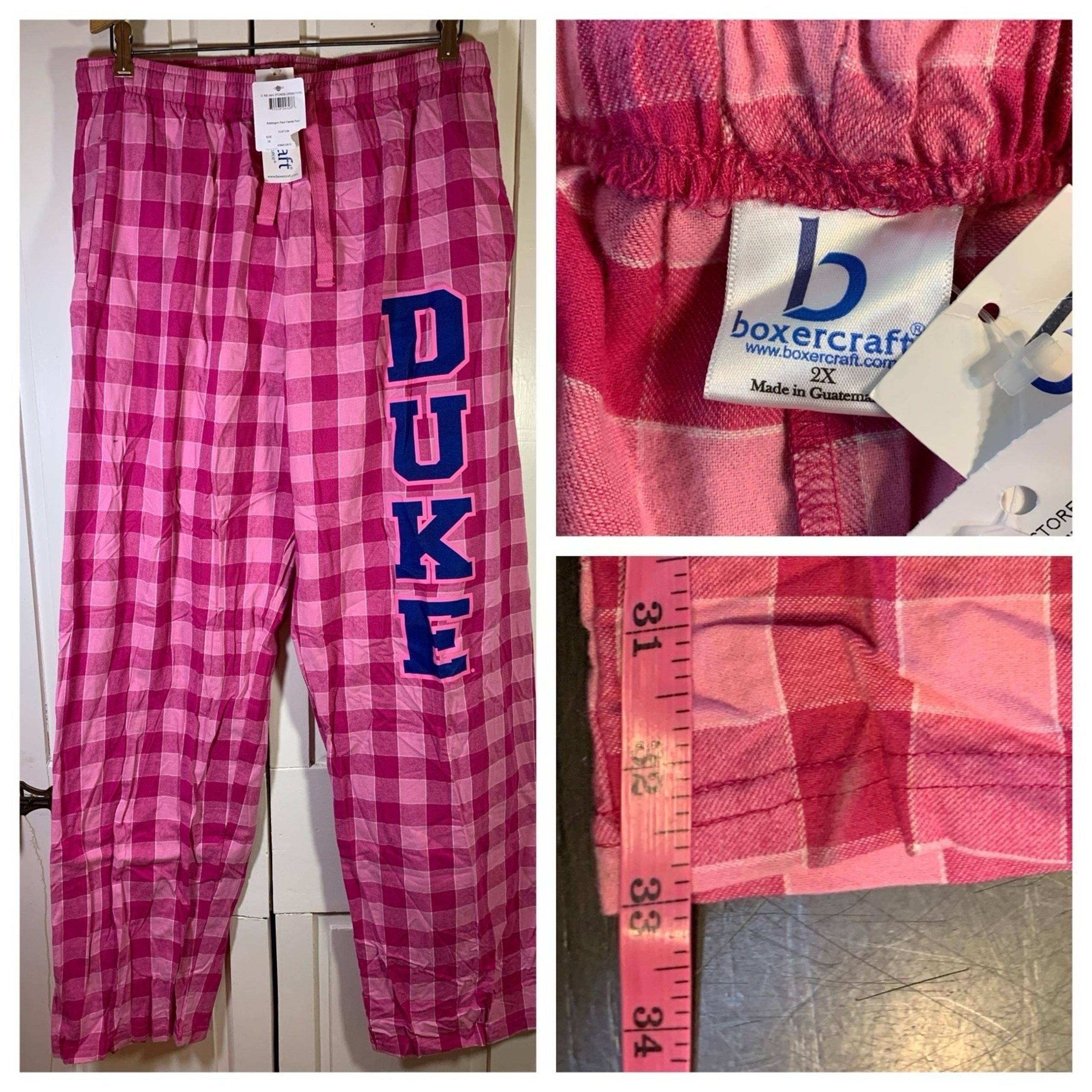 Duke University Devils Boxercraft Flannel Pajama Pants PJs Womens 2XL Pink Plaid