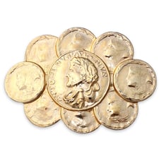 Vintage Roman Coin Belt Buckle Large Gold Tone Greco-Roman Hellenistic Style