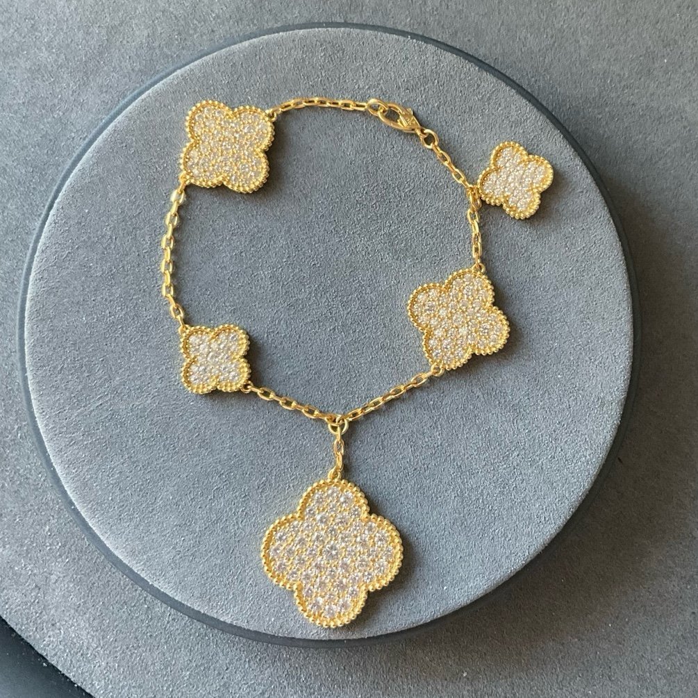 clover bracelet 925 silver 18k gold plated clover charms bracelet cz