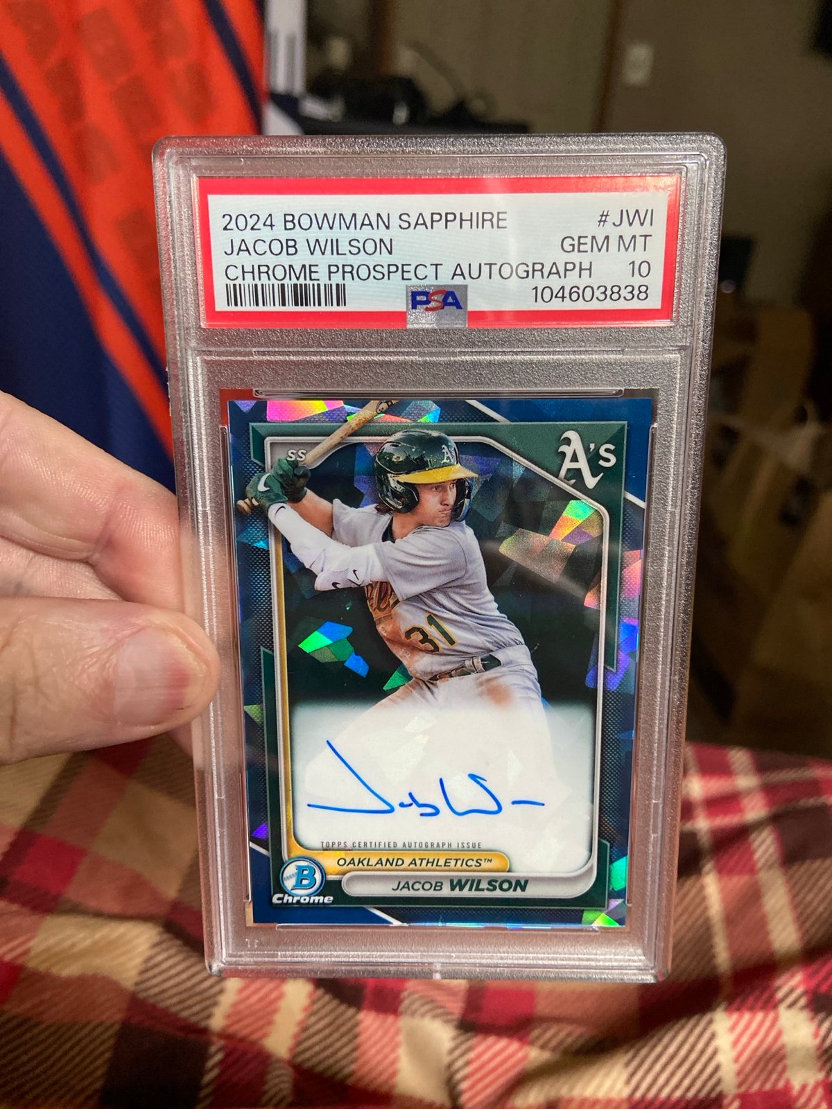2024 Bowman sapphire, Jacob Wilson, prospect autograph Psa 10 gem mint hot card