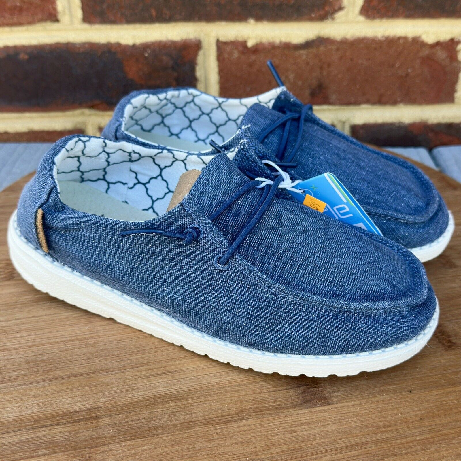 Hey Dude Wendy Youth Sparkling Denim Girls Shoes Size Y1 - L2 Slip On Loafers