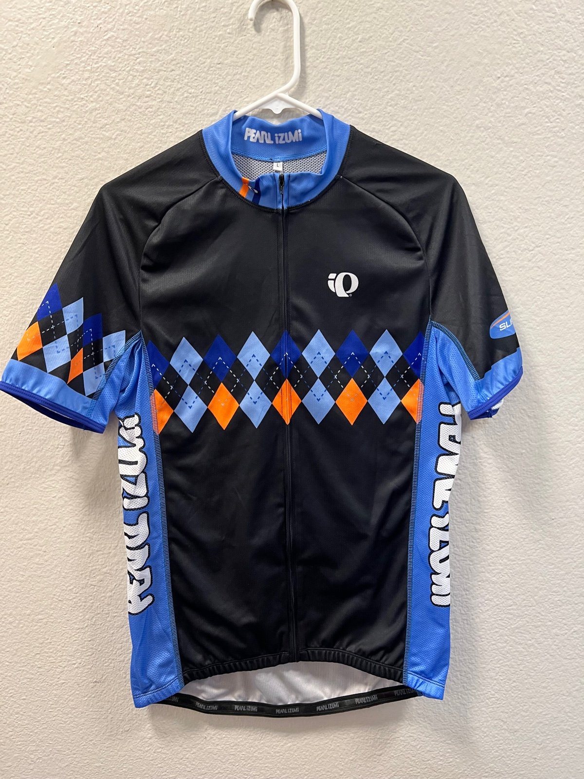 Pearl Izumi Men’s Cycling Large Short Sleeve Geometric Black Full Zip Shirt