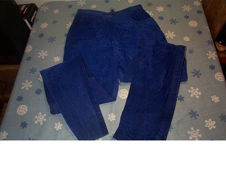 Vintage Diamond Leather Blue Suede Cowgirl jacket and pants suit fringe tasssels