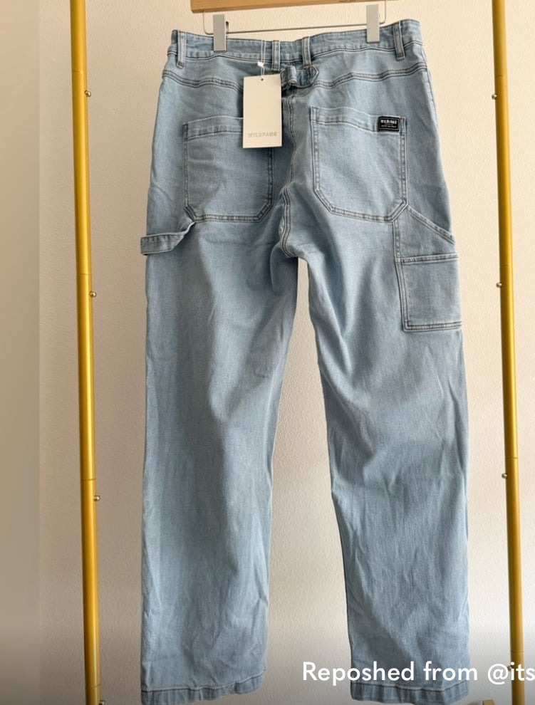 Wildfang The Essential Work denim Women's L Light Wash Carpenter Jeans NEW NWT