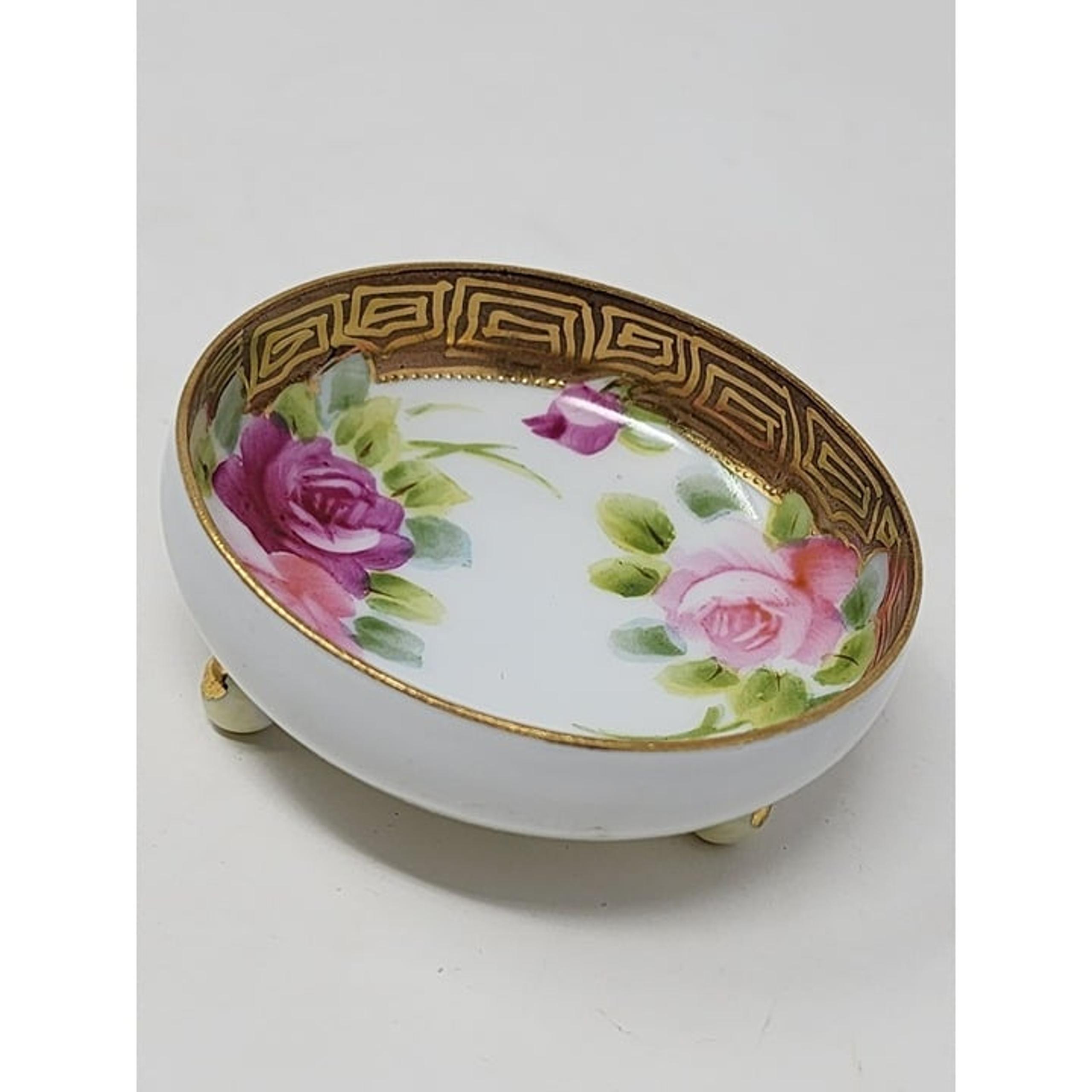 Vintage Nippon Hand Painted Mayo Bowl Art Nouveau Pink Roses