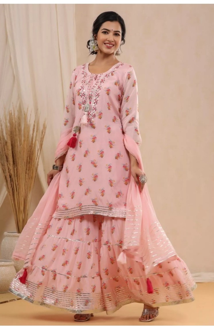 Indian dress pakistani suit sharara farasha kurta pant dupatta women's dress