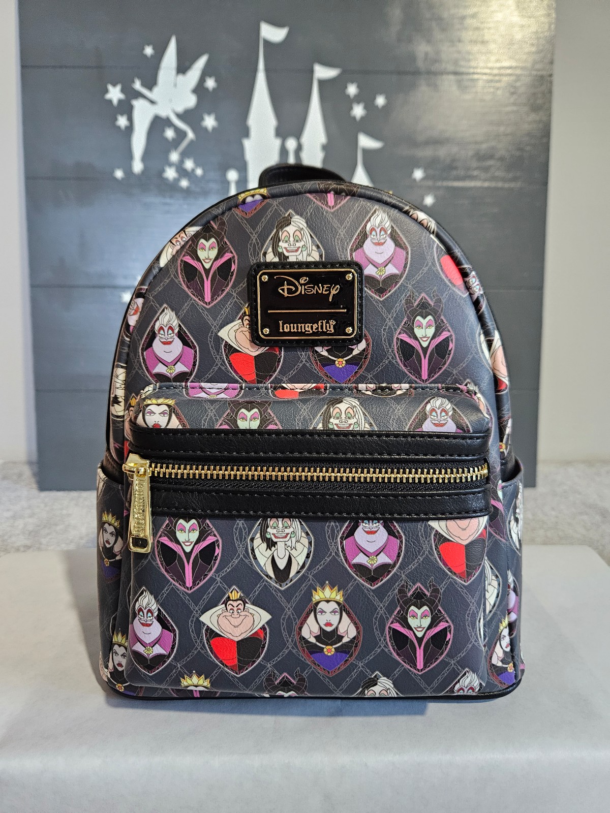 New Loungefly Disney Villains Stained Glass Mini Backpack