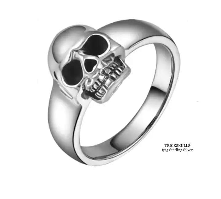 925 Sterling Silver Classic Skull Biker Gothic Punk Ring Sizes 7 8 9 10 11 12