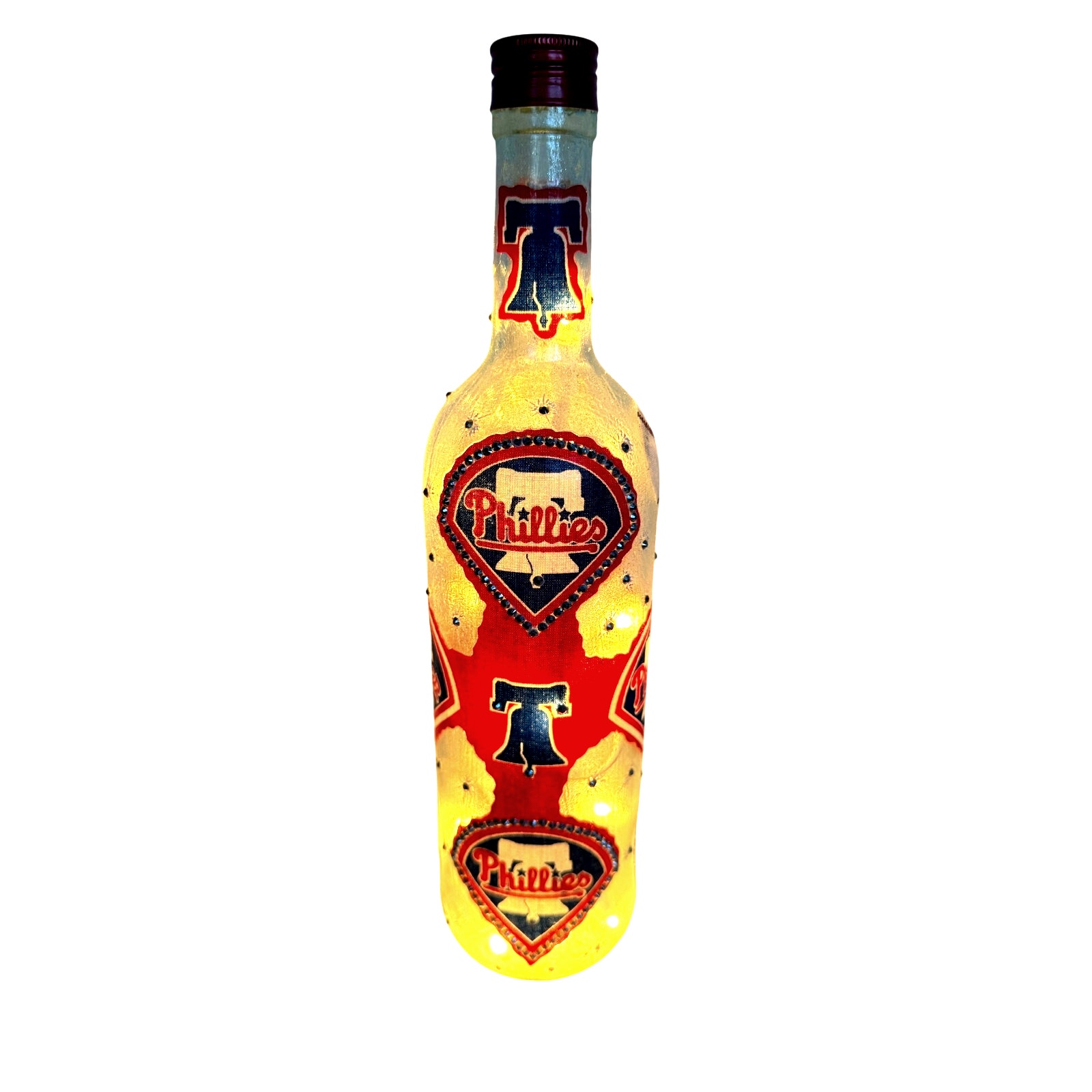 Philadelphia Phillies Designer Glass Bottle w/ Lights *Unique Gift Idea