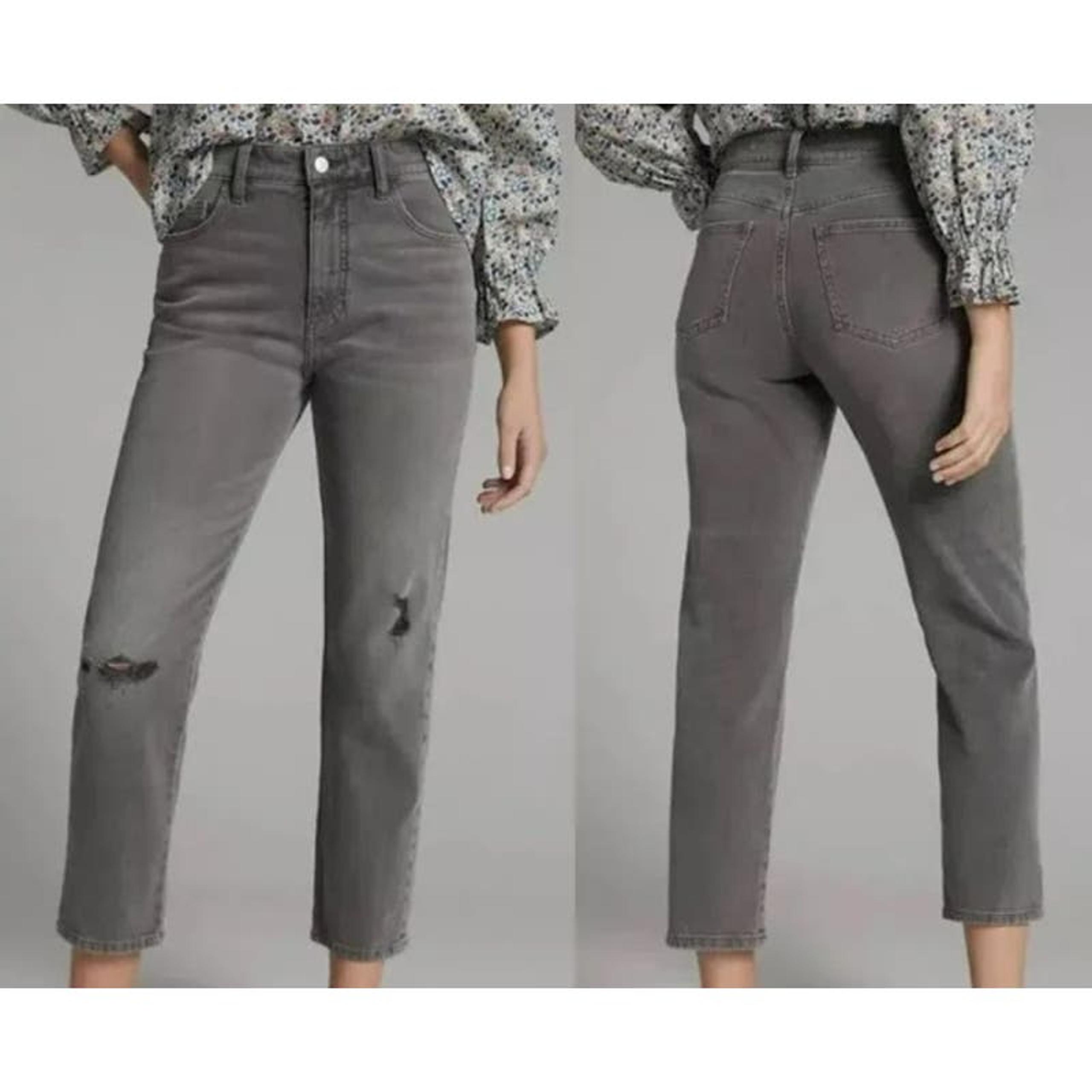 Anthropologie Pilcro The Borrowed Boyfriend Jeans Womens 26 Gray Distressed