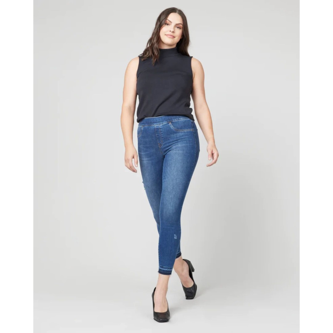 Spanx Distressed Ankle Skinny Jeans - Medium Wash L