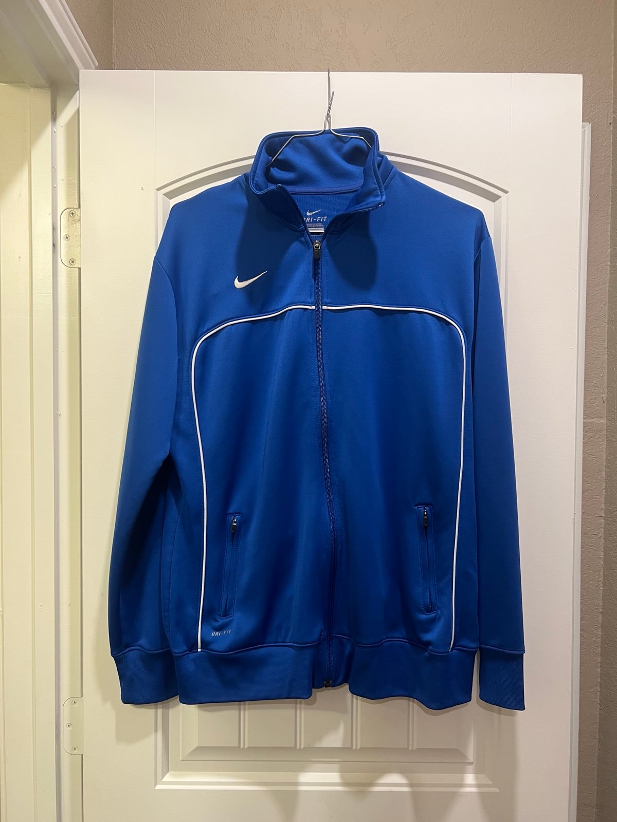 Nike Dri Fit Lightweight Jacket Long Sleeve Full Zip Size XXL Blue Running Sport