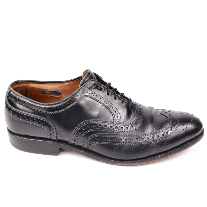 Allen Edmonds McAllister Men's Size 9D Black Leather Brogue Wing-Tip Oxfords
