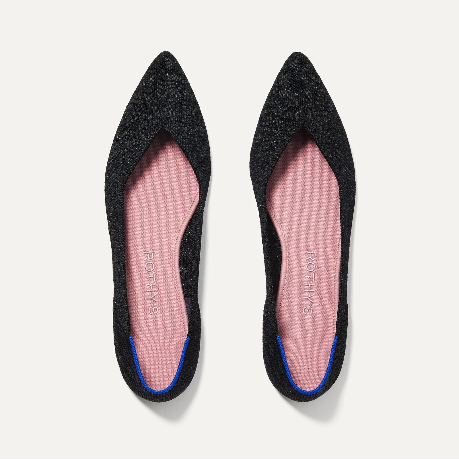 Rothy’s The Point Toe Ballet Flat Slip-On Soft Fabric in Black Size W9.5 NWOT